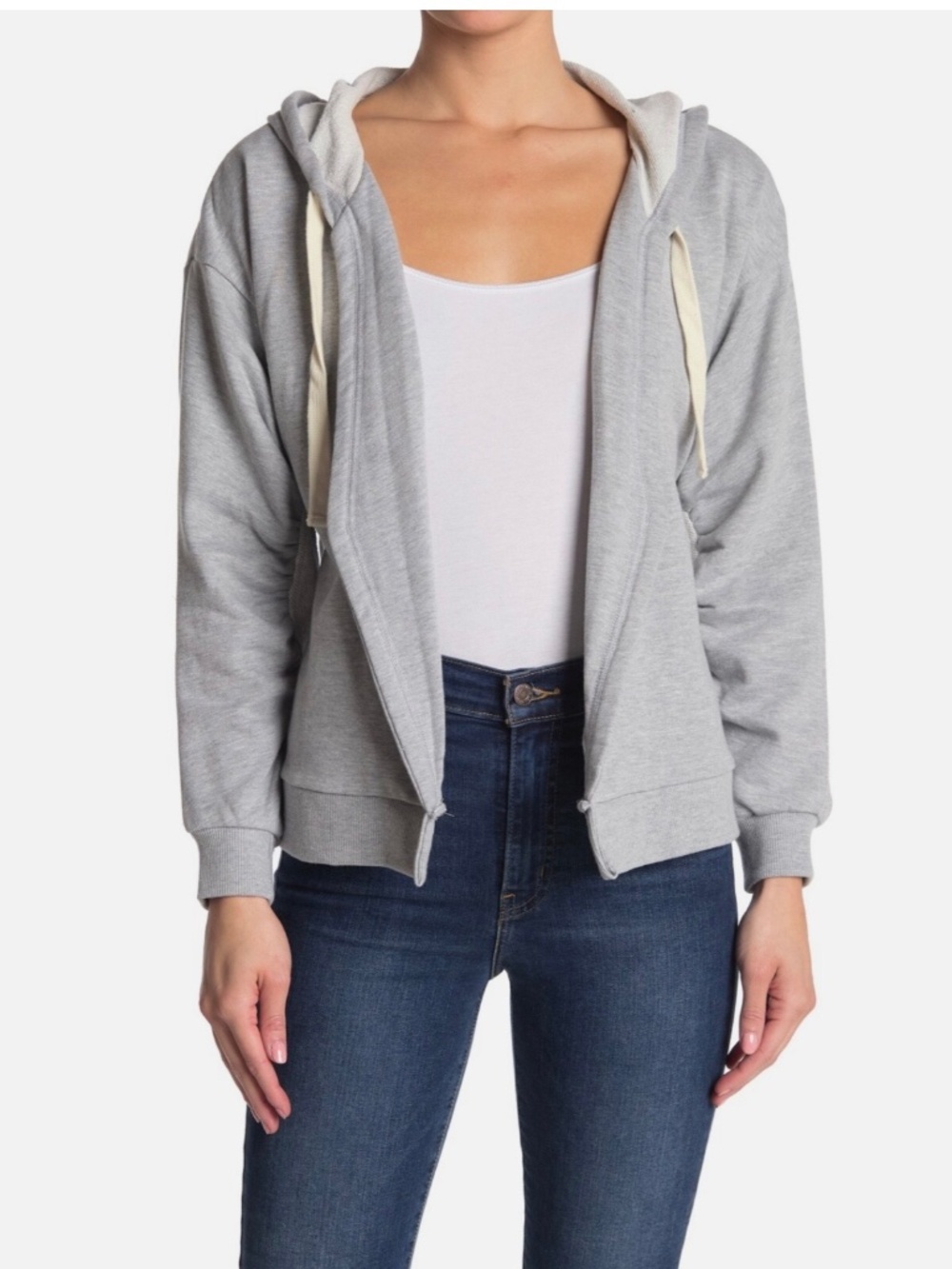 NEW W TAGS BCBGeneration WRAP FRONT SWEATSHIRT JACKET HOODIE TIE GRAY SMALL $108